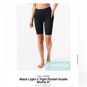 Zyia black light n tight pocket Hustle shorts 8”
